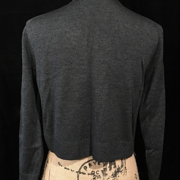 CALVIN KLEIN Rhinestone CROPPED Shrug, Dark Gray, NWT, Women’s Size M - Picture 2 of 9